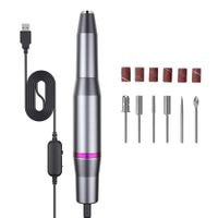Electric Nail Drill Kit,Professional Electric Nail File Portable Manicure Pedicure E-File with Acrylic Fake Nail Clipper for Shaping,Polishing,Removing Acrylic Gel Nails (Grey Silver)