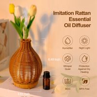 Essential Oil Diffuser Rattan Aroma Mist Humidifiers Aromatherapy Diffusers With Waterless Auto Shut-Off Protection For Home