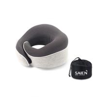 Travel Neck Pillow Chin Support Pillow Adjustable 100% Pure Memory Foam Pillow  Grey
