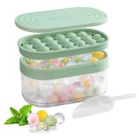 Round Ice Cube Trays,Ice Tray for Freezer with Lid And Bin for Chilled Drink,Cocktail