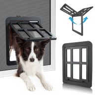Pet Screen Door for Sliding Door, Lockable Dog Screen Door with Magnetic Closure Easy Install Pet Door for Dogs Cats, 31.5*25cm Black