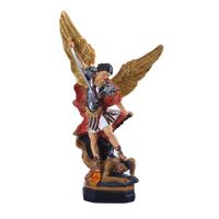 The Great Protector Saint Archangel Michael Defeated the Evil Dragon Religious Collectible Battle Angel Sculpture Christian Figurines(21.5X12.5X6CM)