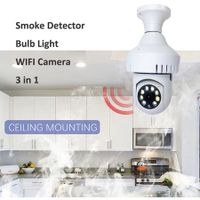 3In1 Hd Wifi Smoke Alarm Detector Monitoring Camera  Bulb Lighting 360 Degree Viewing Angle 2 Way Voice Night Vision Humanoid Tracking