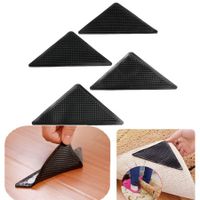4pcs Rug Carpet Grippers Triangle Rubber Mat Sticker Reusable Non Slip Silicone Washable Grips Home Bath Room Corners Pads