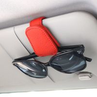 Sunglasses Holders for Car Sun Visor,Magnetic Leather Glasses Eyeglass Hanger Clip for Car,Ticket Card Clip Eyeglasses Mount,Car Visor Accessories (Red)