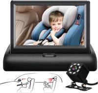 Baby Car Mirror 4.3  HD Night Vision Function Car Mirror Display, Safety Car Seat Mirror Camera Monitored  Wide Crystal Clear View