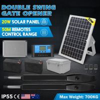 Solar Swing Gate Opener Automatic Double Door Motor Operator System Auto Opening 24V DC with Remote Controls