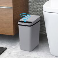 Bathroom Touchless Trash Can 2.2 Gallon Smart Automatic Motion Sensor Rubbish Can with Lid Electric Waterproof Narrow Small Garbage Bin for Kitchen,Office,Living Room,Toilet,Bedroom,RV (Grey)