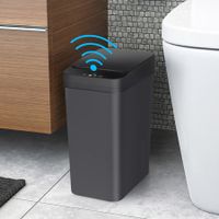Bathroom Touchless Trash Can 2.2 Gallon Smart Automatic Motion Sensor Rubbish Can with Lid Electric Waterproof Narrow Small Garbage Bin for Kitchen,Office,Living Room,Toilet,Bedroom,RV (Black)