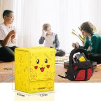 Pokemon Kawaii PU Cute Pikachu Pokemon Card Storage Box Portable Finishing Box Game Card Tarot Storage Card Box Color Yellow