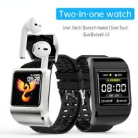 2023 Newest  2 in 1 Intelligent Watch Tws Bluetooth-compatible Headset Blood Pressure Heart Rate Monitor Smartwatch Sports Bracelet Color Black