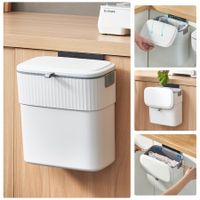 Hanging Trash Can with Lid 9 L Kitchen Compost Bin for Under Sink Small Trash Can with Lid for Cupboard Countertop