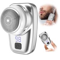 Mini Shaver Portable Electric Shaver,Electric Razor for Men,Mini-Shave Pocket Portable Shavers,USB Rechargeable Waterproof Shaver Easy One-Button Wet and Dry Use Suitable for Home,Car,Travel (Silver)