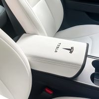 Car Armrest Box Cover for Tesla Model 3 Model Y 2017-2022 2023 Central Control Armrest Decoration Interior Car Accessories (White)