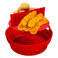 Air Fryer Pot Oven Baking Tray with Detachable Separator Pad Reusable Basket Heat Resistant Easy Cleaning Pan Accessories Color Red