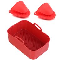 Silicone Pot for Ninjas Dual Air Fryer, Silicone Air Fryer Liners Double Air Fryer Silicone Air Fryer Basket,For Air Fryer,Oven,Microwave Color Red