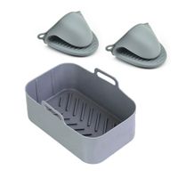 Silicone Pot for Ninjas Dual Air Fryer, Silicone Air Fryer Liners Double Air Fryer Silicone Air Fryer Basket,For Air Fryer,Oven,Microwave Color Grey