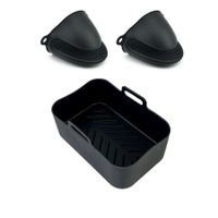 Silicone Pot for Ninjas Dual Air Fryer, Silicone Air Fryer Liners Double Air Fryer Silicone Air Fryer Basket,For Air Fryer,Oven,Microwave Color Black