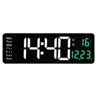 Digital Wall Clock 16' Large Alarm Clock Remote Control Date Week Temperature Clock Dual Alarms Led Display Clock