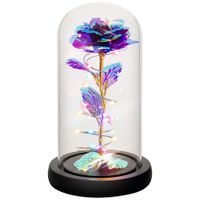 Mom Gifts for Mothers Day Rose Flower Gifts For Women,Mother Day Mom Gifts From Daughter Son,Birthday Gift for Women,Rainbow Rose Flower Gift For Her,Anniversary,Wedding,Light Up Rose In A Glass Dome (Purple Colorful)