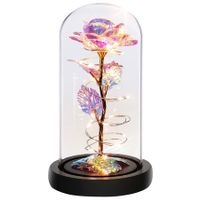 Mom Gifts for Mothers Day Rose Flower Gifts For Women,Mother Day Mom Gifts From Daughter Son,Birthday Gift for Women,Rainbow Rose Flower Gift For Her,Anniversary,Wedding,Light Up Rose In A Glass Dome (Multi Color)