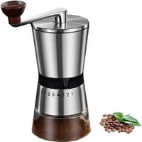 Manual Coffee Bean Grinder Stainless Steel with Ceramic Burrs Coffee Grinder, Silver (Level 8)