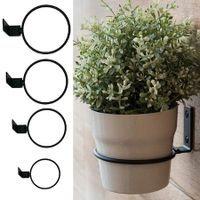 Wall Mounting Flower Pot Holder Ring Planters Rack Railing Outdoor Decor Office 8 Inch