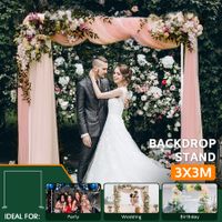Wedding Backdrop Stand DIY Background Photo Party Balloon Photography Frame Decoration Holder Galvanised Steel 3x3m White