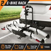 2 Ebike Rack for Car SUV Rear Bike Bicycle Carrier Platform Holder 2 Inch Hitch Receiver Foldable Foot Pedal Tilt 60kg