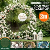 Round Backdrop Stand Arch Mesh Hoop Wedding Photo Party Metal Frame Circle Balloon Flower Decoration Holder 2M Gold