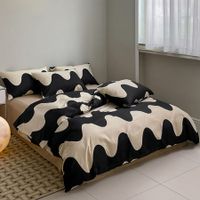4pcs Polyester Fiber Bedding Set Duvet Cover, Flat Sheet, and Pillowcase Set Bedding sheet Breathable Comforter Cover, Modern for 2.0m Bed