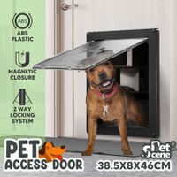 Dog Pet Cat Door Screen Flap Large Magnetic 2 Way Lockable Panel Safe Brushy Security Wooden Wall ABS Black