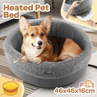Heated Dog Cat Pet Bed Kitten Puppy Heater Washable Heating Calming Warmer Warming Comforting Indoor Nest 46x46x16cm
