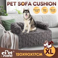 Dog Cat Bed XL Sofa Calming Luxury Puppy Couch Car Cushion Mat Cover Protector Warm Soft Fluffy Bolster Kitten Nest Washable Grey