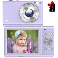Digital Camera Auto Focus 2.7K Vlogging Camera HD 48MP 16X Digital Zoom Camera with 32G Memory Card,YouTube Portable Mini Compact Camera for Kids Teens Adult Beginner (Purple)