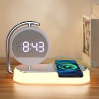 3 in 1 Night Ligh LED Digital Alarm Clock-3 Ways Dimmable Touch Table Lamp with 15W Wireless Charging