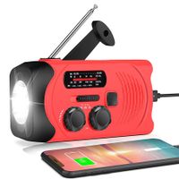 Emergency Hand Crank Radio with 2000mAh Emergency Power Bank, Solar Powered AM/FM NOAA Wind Crank Radio with SOS Alarm, Used for Outdoors and Emergencies