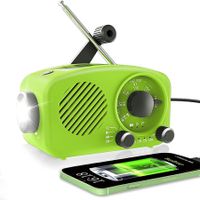 Portable Crank Solar Retro Radio with Emergency Power Bank, NOAA/AM/FM, Flashlight,for Outdoors or Emergencies