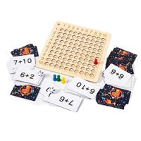 Wooden Math Hundred Board Game Montessori Educational Wooden Math Blocks Board for Kids 3+ (Addition)