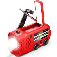 Portable Solar Crank NOAA AM/FM Radio with 5000mAh USB Phone Charger, SOS Alarm Flashlight, Reading Light for Camping Hiking