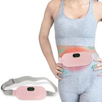 Portable Menstruation Heat Belt, Heat Belt Period with Vibration Massage Electric Heating Pad with 3 Adjustable Temperature  Against Abdominal Pain for Women Color Pink