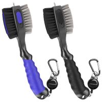 Golf Club Brushes and Groove Cleaner with Magnetic Keychain Oversized Golf Brush Head and Retractable Spike Super Non-Slip Handle Comfortable Grip Golf Club Cleaner (2 Pack Black&Blue)