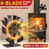6 Blades Stove Fan Wood Fireplace Heat Self Powered Log Burner Top Thermal Burning Heater Quiet Fast Efficient Non Electric