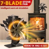 7 Blades Wood Stove Fan Heat Self Powered Fireplace Top Log Burner Burning Thermal Heater Fast Quiet Efficient Non Electric