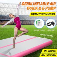 Air Track Exercise Mat Gymnastics Equipment Home Gym Floor Tumbling Inflatable Practice Training Pad with Electric Air Pump Pink