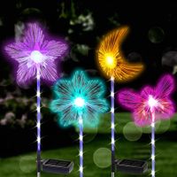 2PC Solar Pathway Lights Outdoor with 7 Color Changing RGB Microfiber Lights, 2 in 1 Glowing Garden Solar Panel with Battery - Brighten Your Backyard