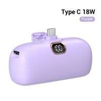 Mini Power Bank iPhone Portable Charger 5000mAh Fast Charging Ultra-Compact for iPhone 14/14Pro/14 Plus/13/13 Pro-Purple