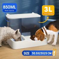 2 In 1 Auto Cat Feeder Kit Gravity 3L Dog Food Bowl Pet Water Dispenser Automatic Feeding for Small Medium Large Pets Petscene