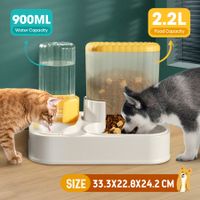 2-in-1 Automatic Pet Cat Feeder Dog Water Dispenser 2.2L Food Bowl Gravity Auto Feeding Set for Small Medium Large Pets Petscene