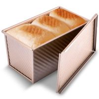 Pullman Loaf Pan with Lid Bakeware for Baking Bread Carbon Steel Corrugated Bread Toast Box Mold with Cover